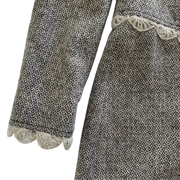 Vintage Arden B Gray Crochet Detail Victorian Coat Button Down Peacoat Small - Picture 11 of 14